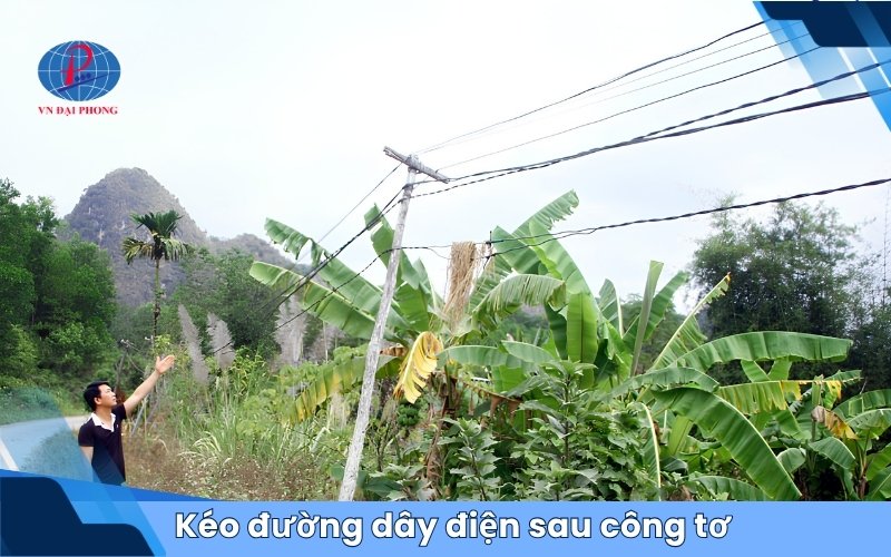 Kéo đường dây điện sau công tơ